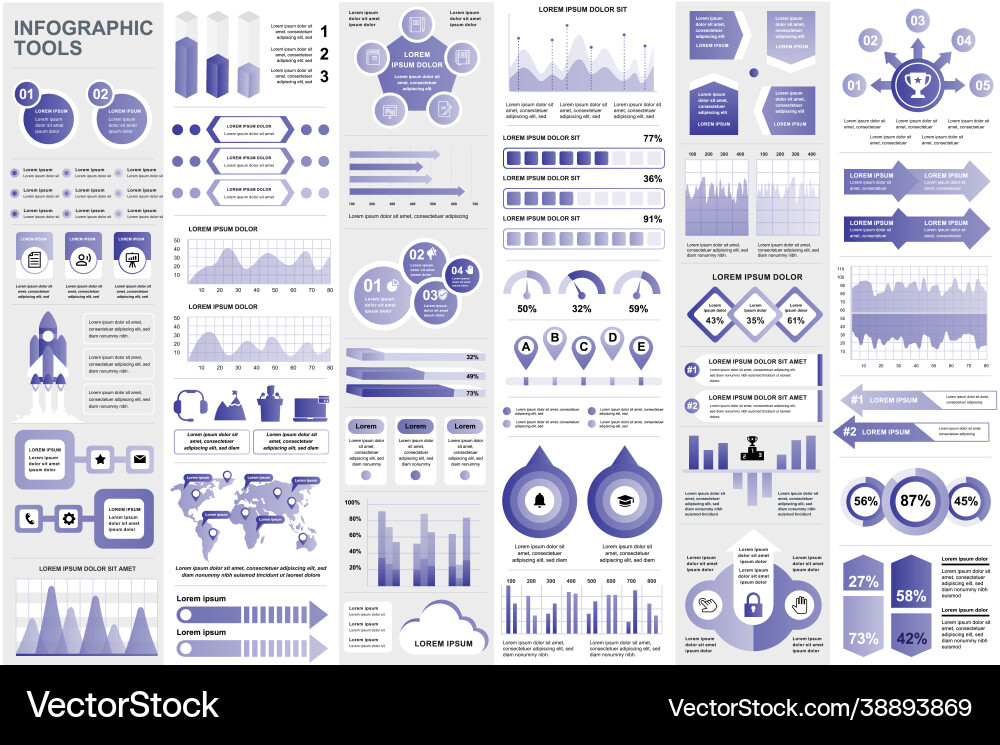 Bundle infographic elements data visualization vector image