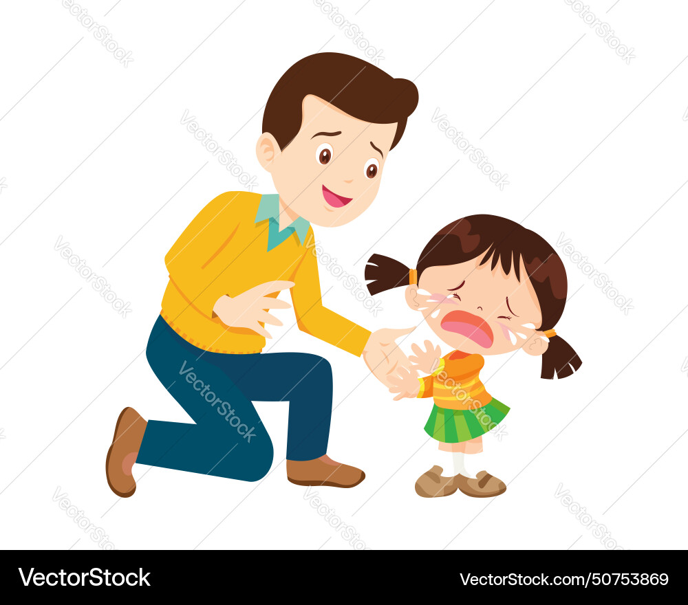 Comforting sad children with parent 2 vector image