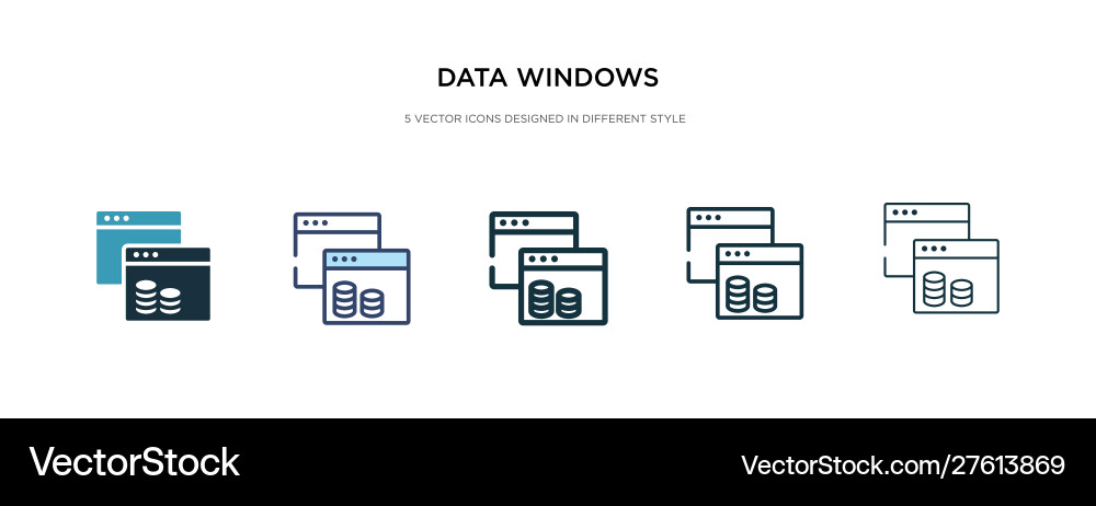 Data windows icon in different style two colored vector image