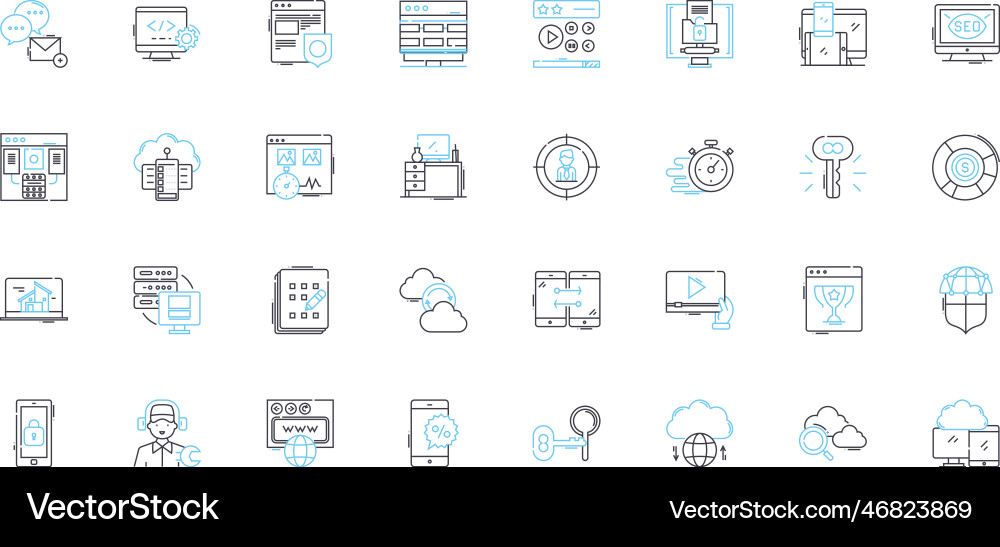 Digital creation linear icons set design Vector Image