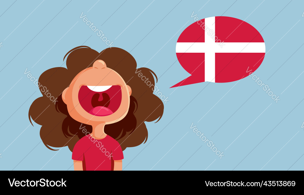 Frohes Mädchen sprechen danisch karikatur Frohes Mädchen sprechen danisch karikatur vektorbild