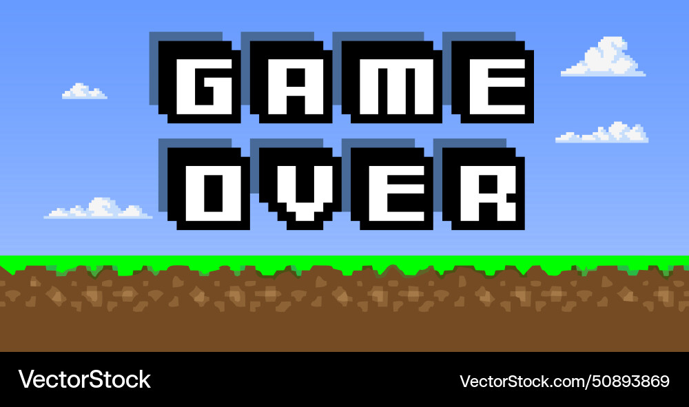Game over with pixel background vector image