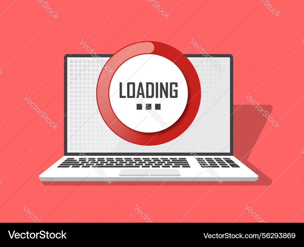 Laptop loading process icon in flat style Laptop loading process icon in flat style vector image