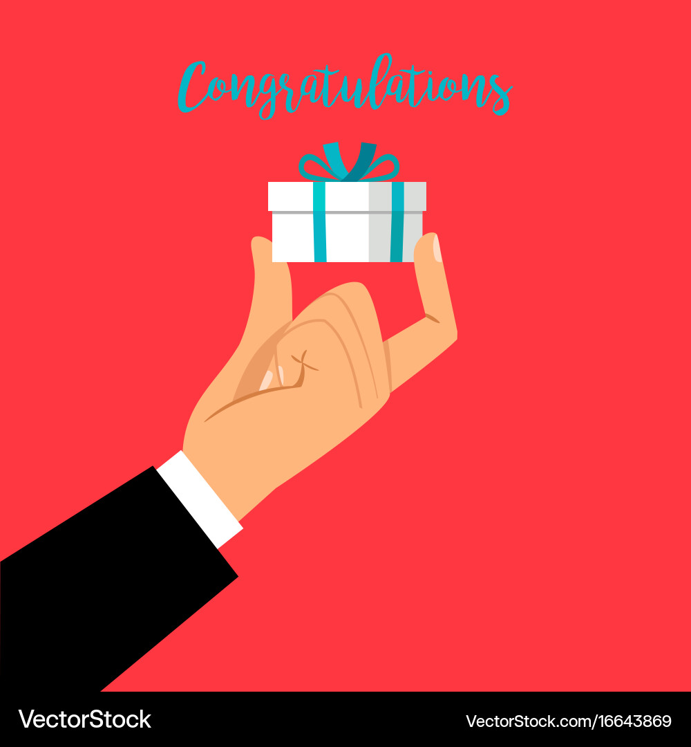 Man hand holding gift box Vector Image