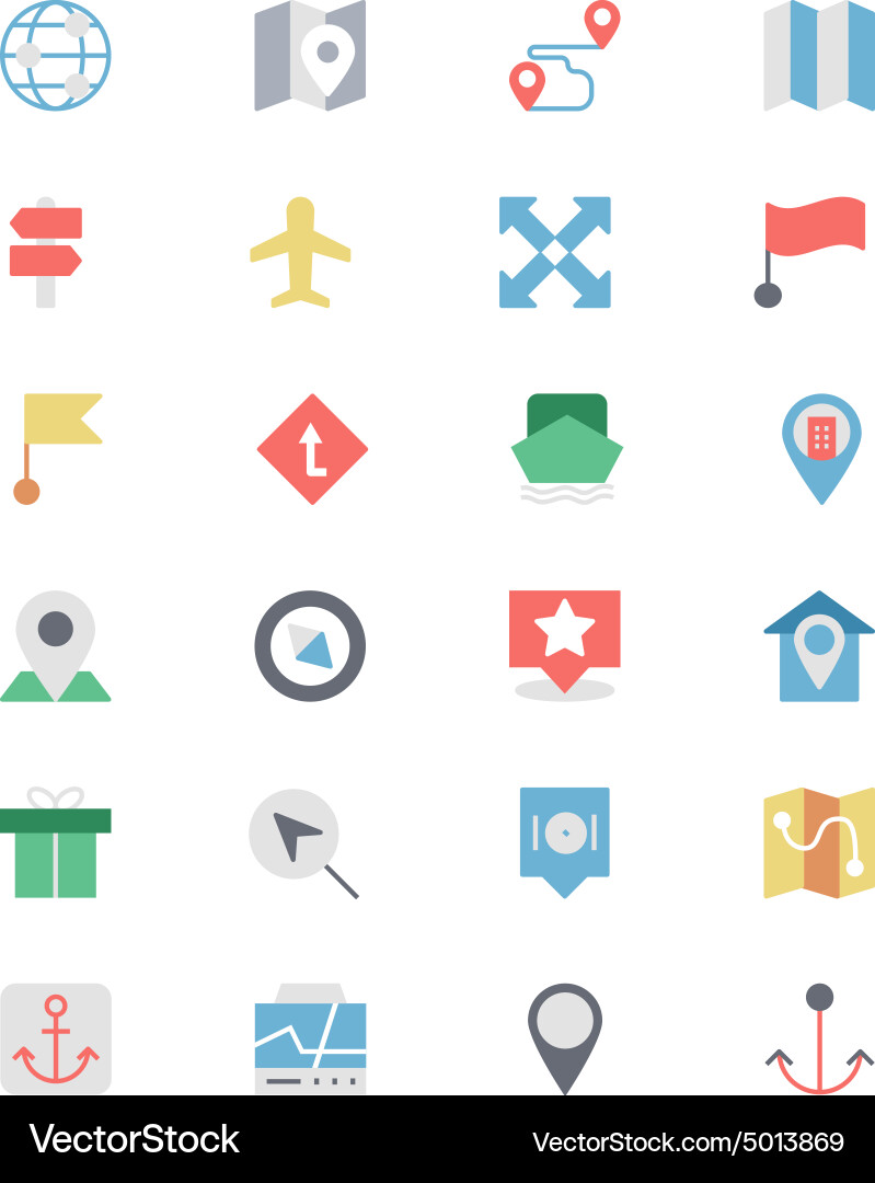 Map and navigation colored icons 4 vector image