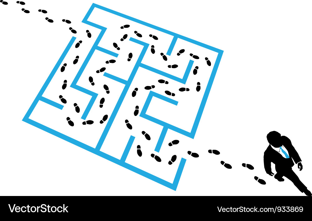 Maze Solution: Finding a Path Vector Image