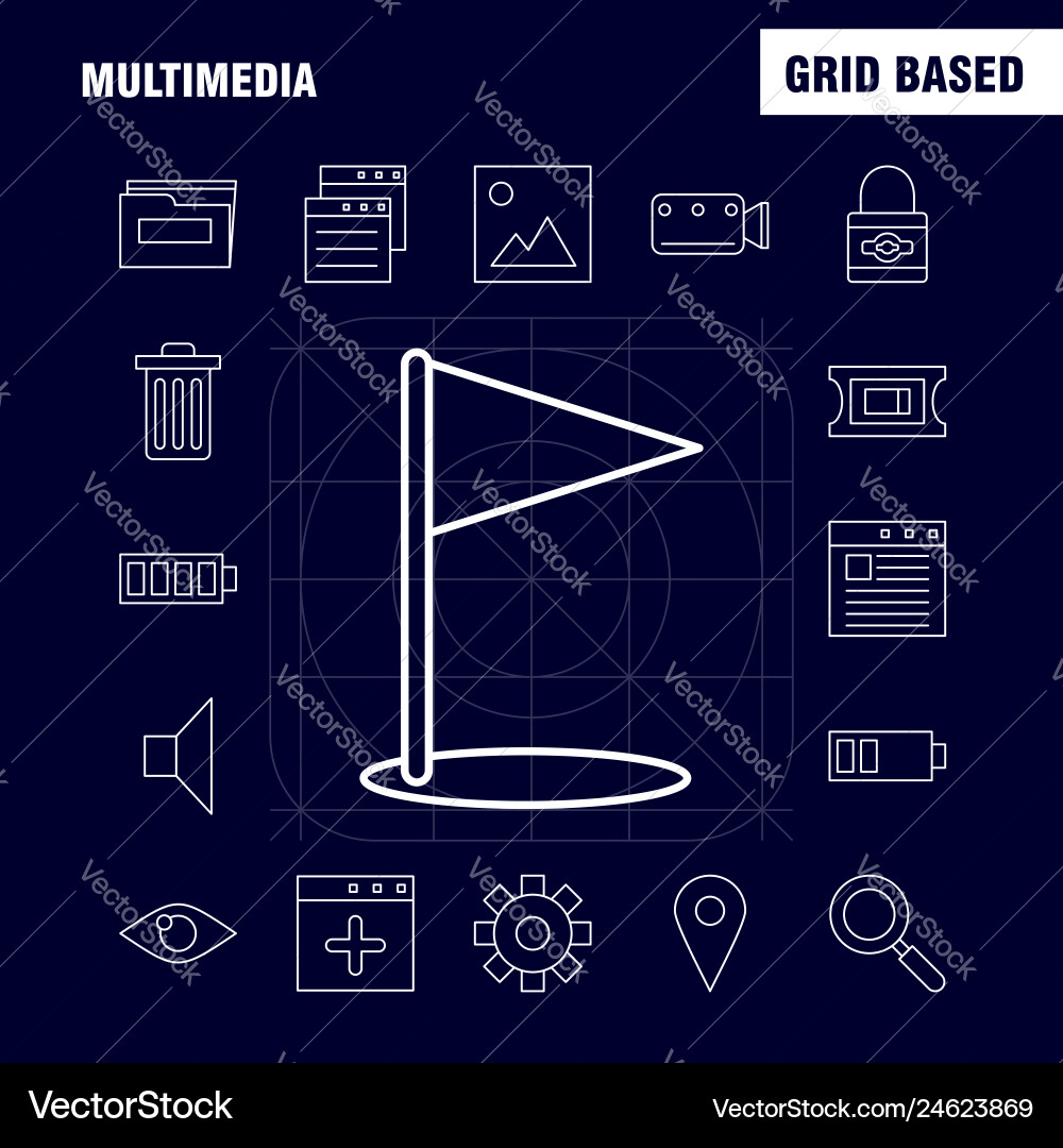 Multimedia line icon for web print and mobile Multimedia line icon for web print and mobile vector image