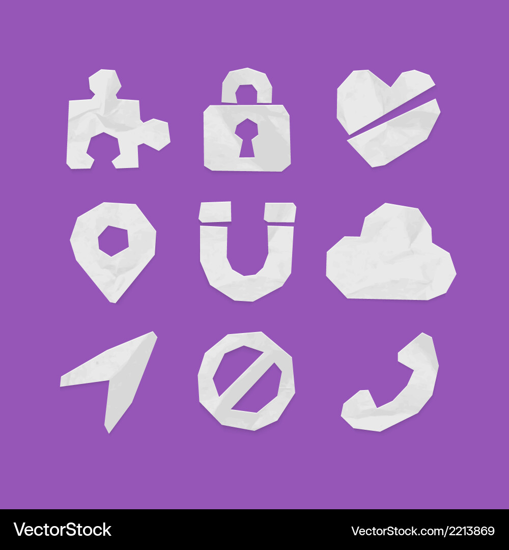 Paper cut icons for web and mobile applications vector image