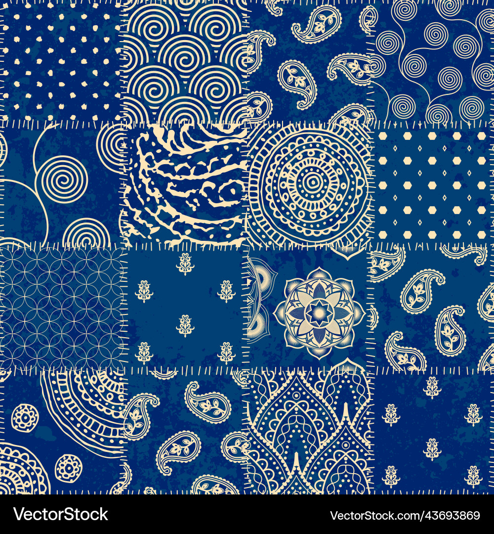 Patchwork textile pattern seamless quilting Patchwork textile pattern seamless quilting vector image
