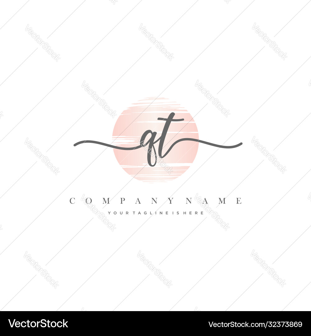 Qt initial handwriting logo Vector Image