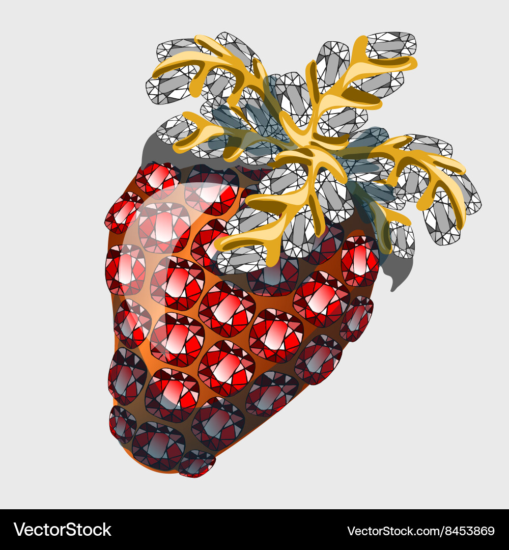 Red strawberry made of precious stones rubies Vector Image