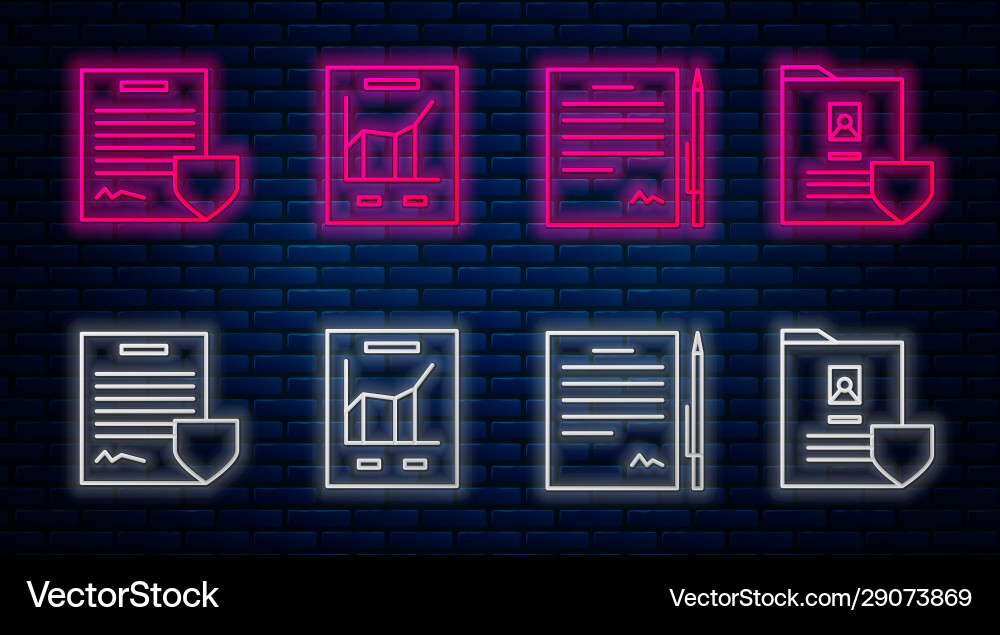 Set line document with graph chart contract Set line document with graph chart contract Vector Image