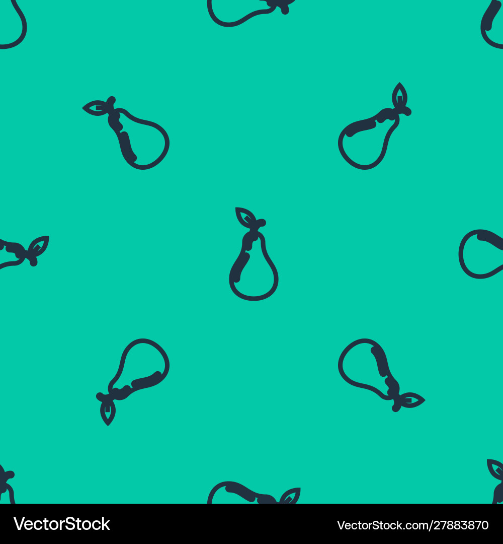 Blue line pear icon isolated seamless pattern Vector Image
