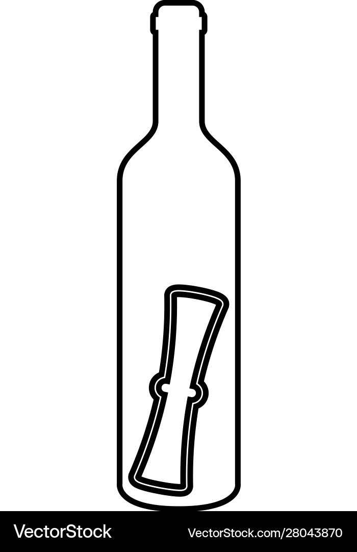 Bottle with letter message concept folded scroll Bottle with letter message concept folded scroll vector image