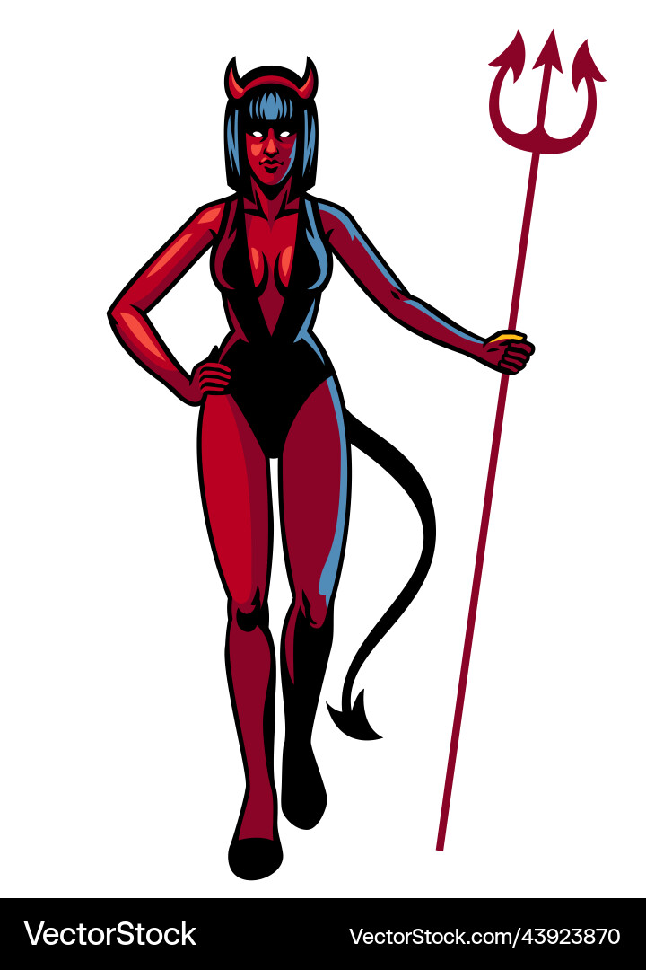 Devil Woman Logo - Red & Black Vector Image