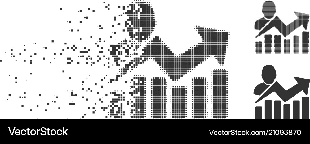 Dust pixel halftone user chart icon Dust pixel halftone user chart icon vector image
