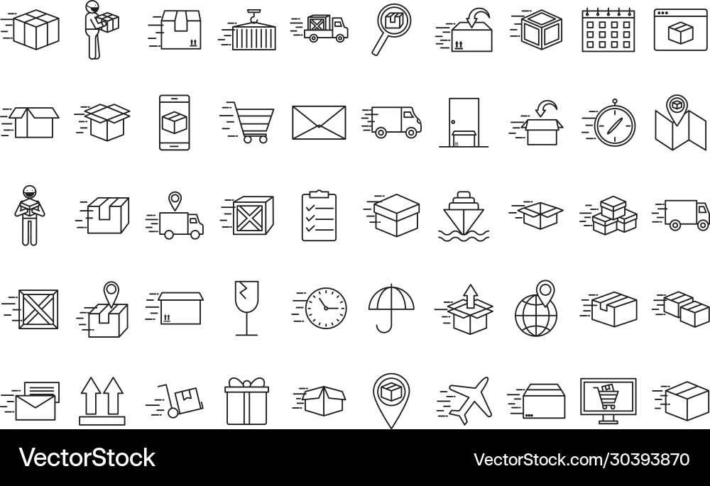 Fast delivery line style icon set design Fast delivery line style icon set design vector image
