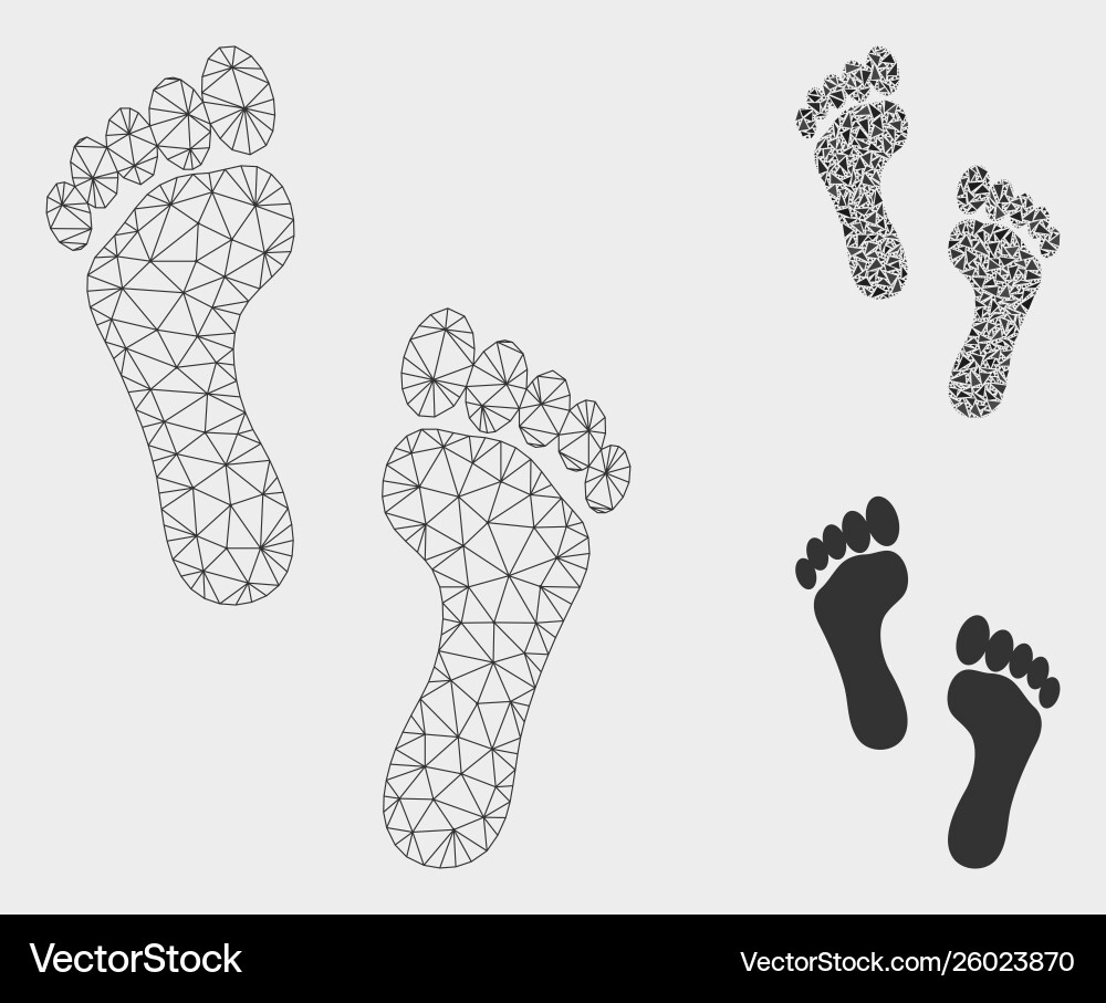 Footprints mesh network model and triangle Footprints mesh network model and triangle vector image