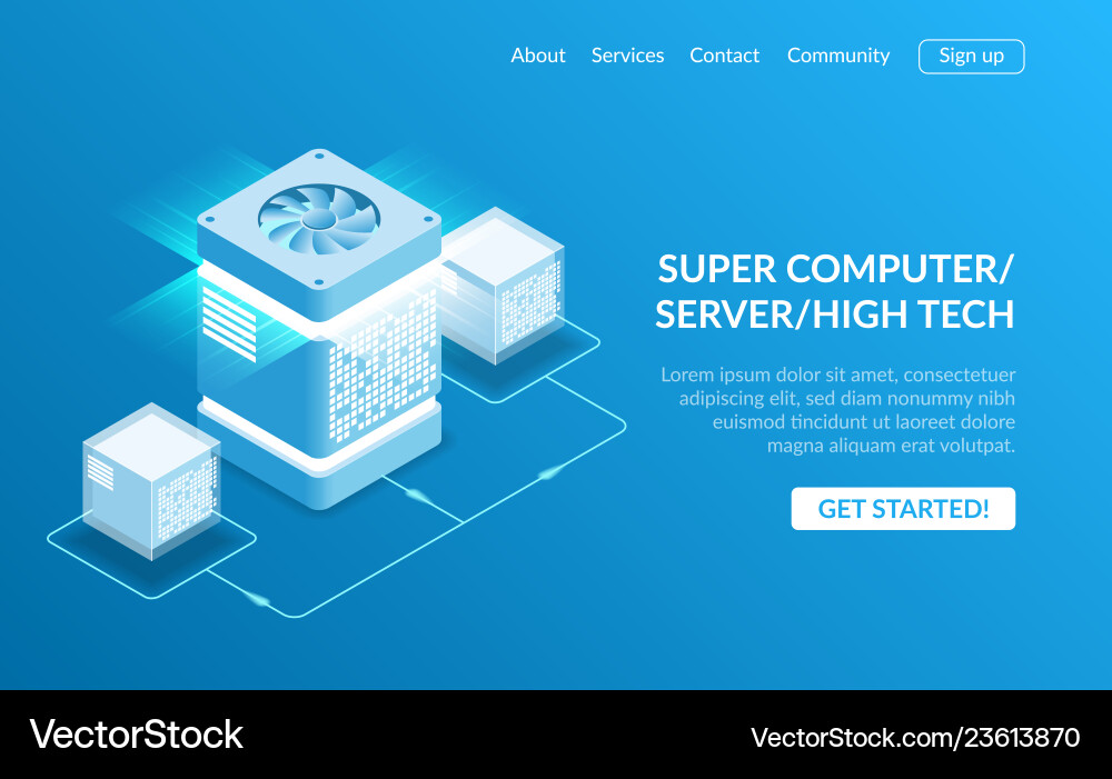 Mainframe powered server high technology concept Mainframe powered server high technology concept vector image
