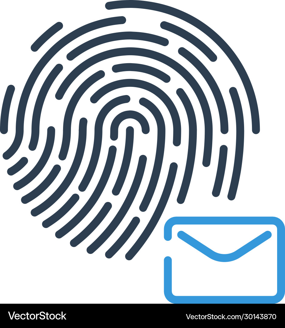 Message and email symbol fingerprint icon Message and email symbol fingerprint icon Vector Image