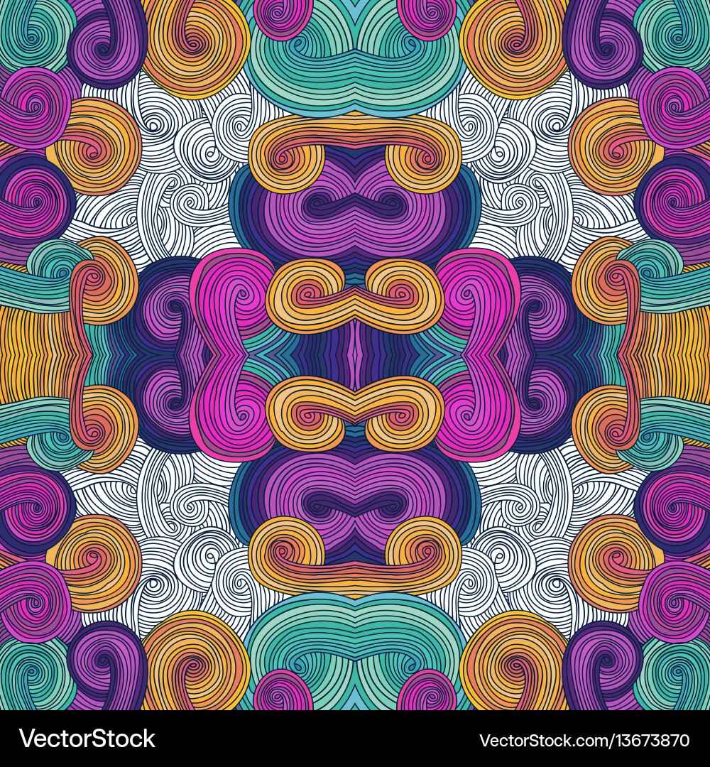 Seamless hand-drawn pattern waves background Vector Image