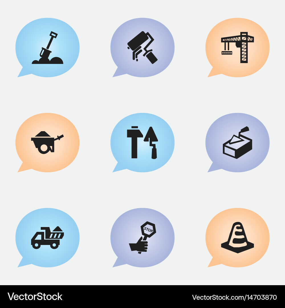Set of 9 editable structure icons includes vector image