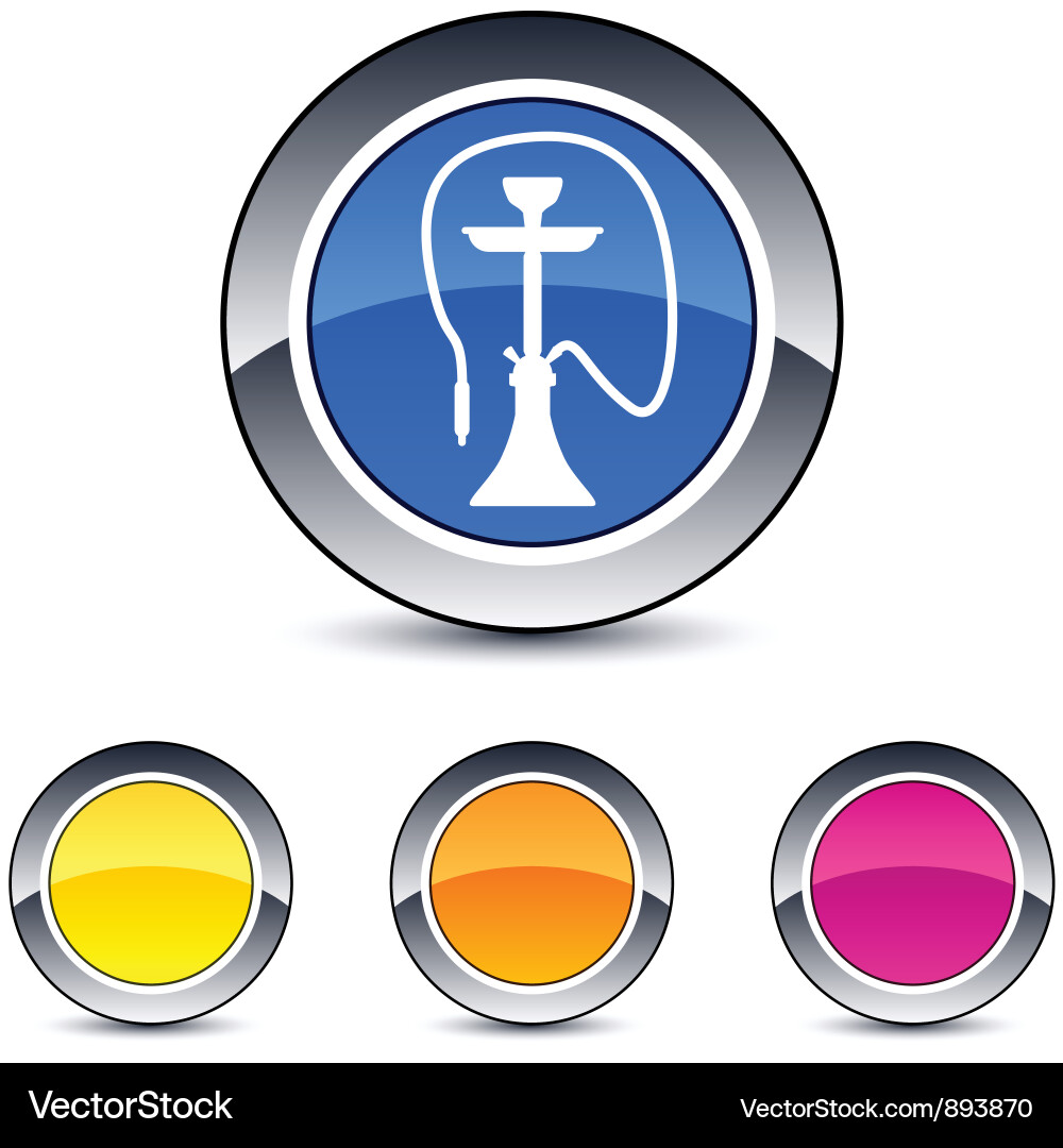 Shisha Round Buttons - Smoking Set Vector Image