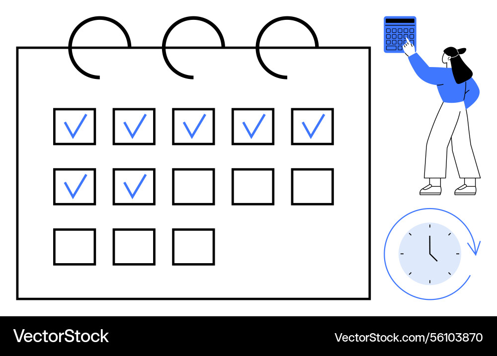 Task completion checklist with calendar clock Vector Image
