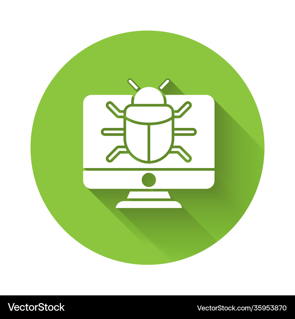 White system bug on monitor icon isolated White system bug on monitor icon isolated vector image