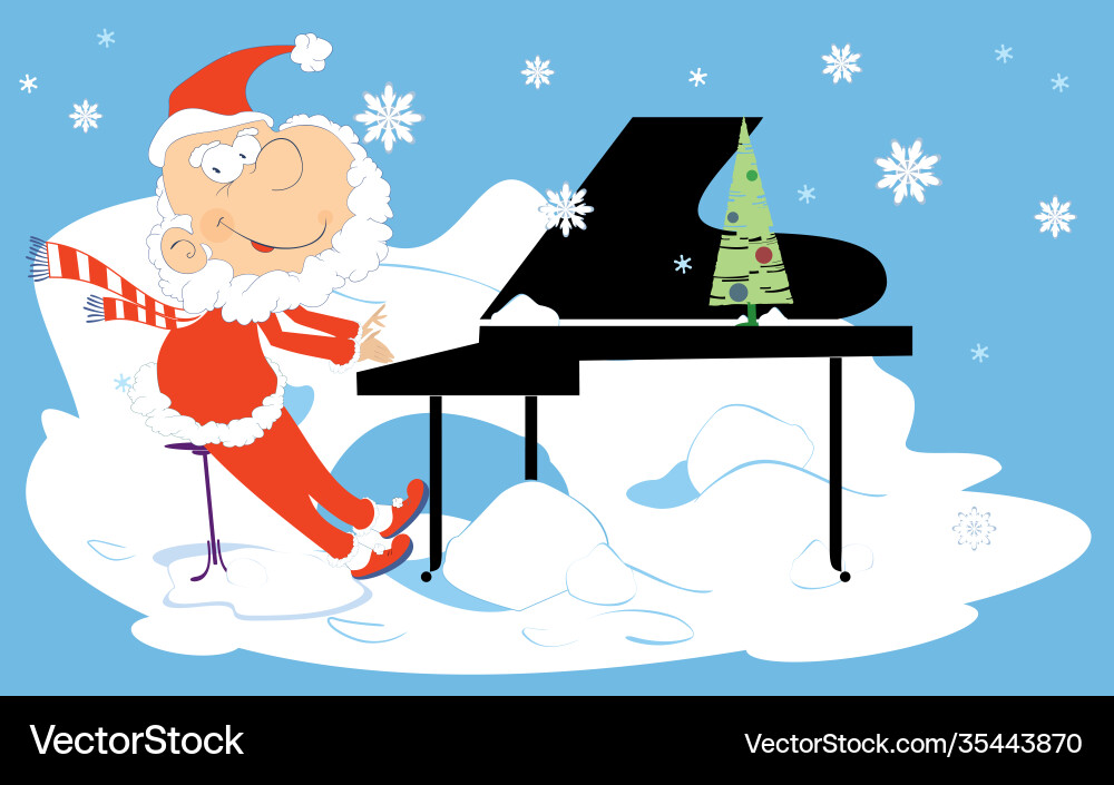 Winterkonzert santa claus a pianist Winterkonzert santa claus a pianist vektorbild