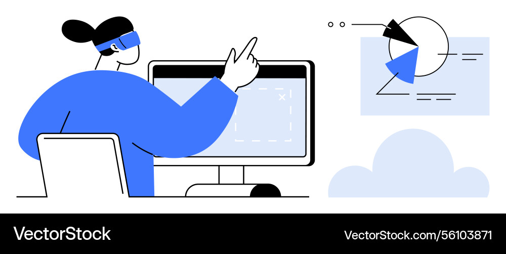 Analyst interpreting data with virtual reality Vector Image