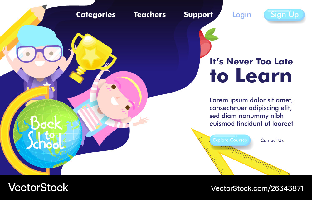 Back to school web design and landing page Back to school web design and landing page vector image