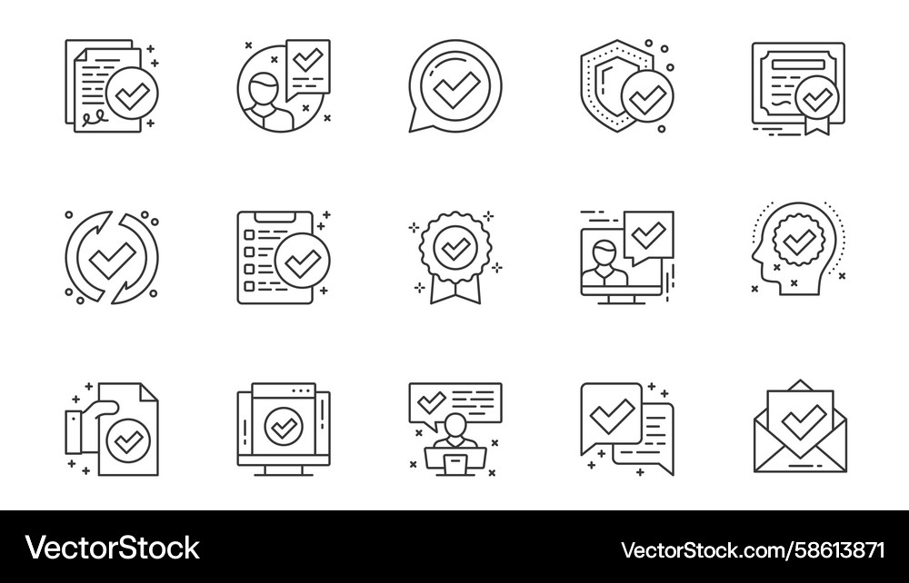Certificate Icon Set - Checkmark Style Vector Image