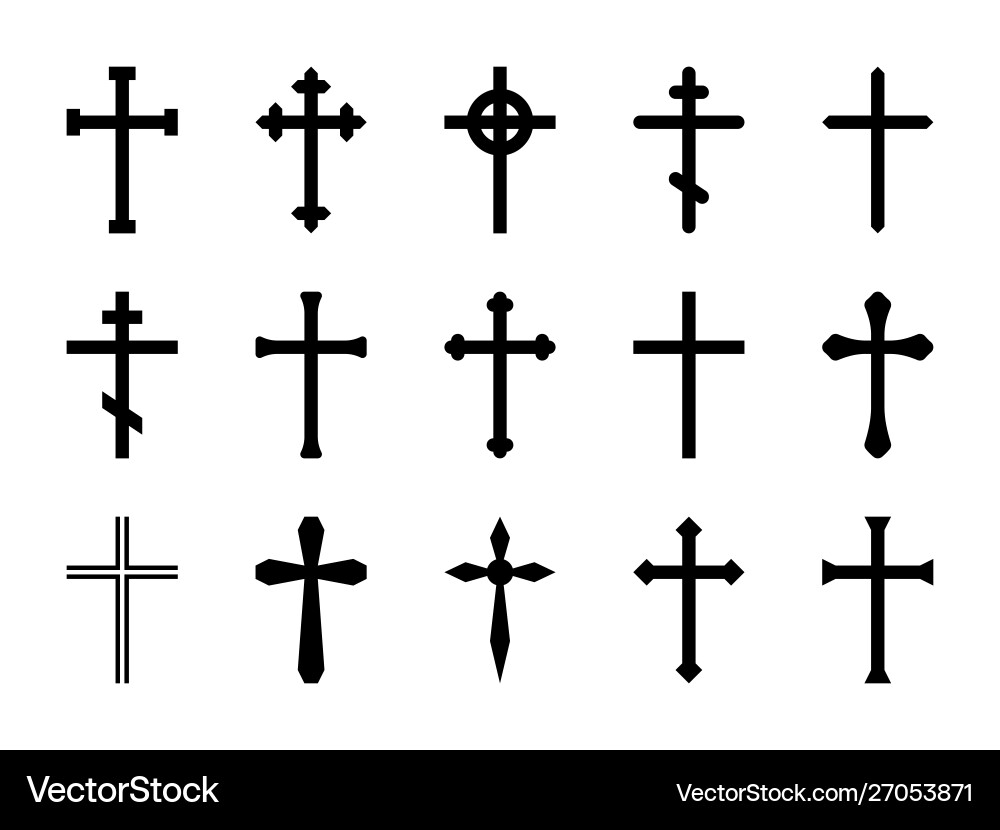 Christian crosses catholic orthodox and celtic Christian crosses catholic orthodox and celtic vector image