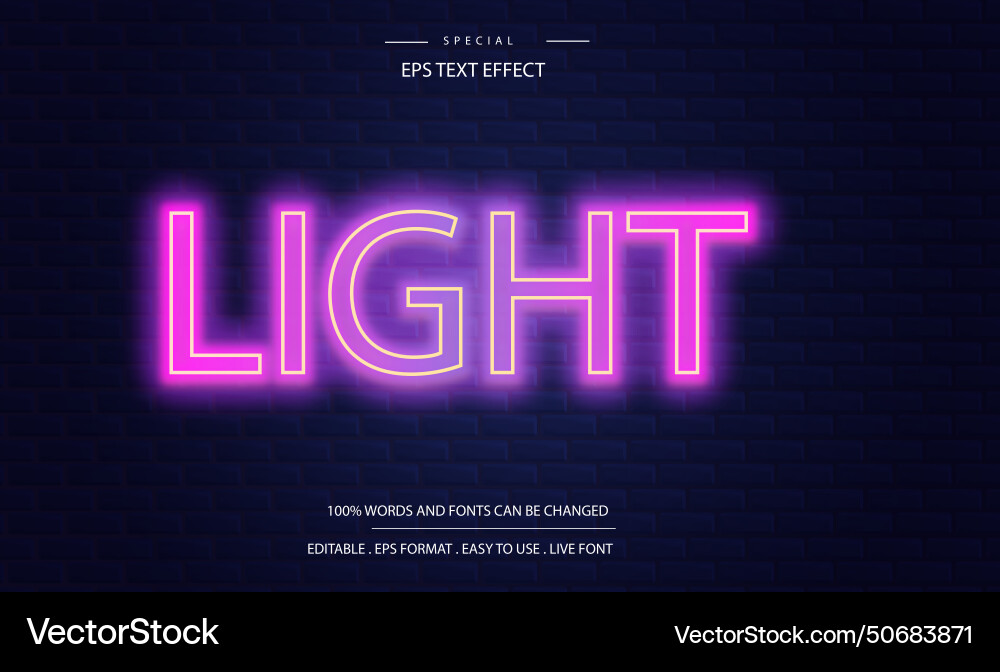 Editable text effect light style Editable text effect light style vector image
