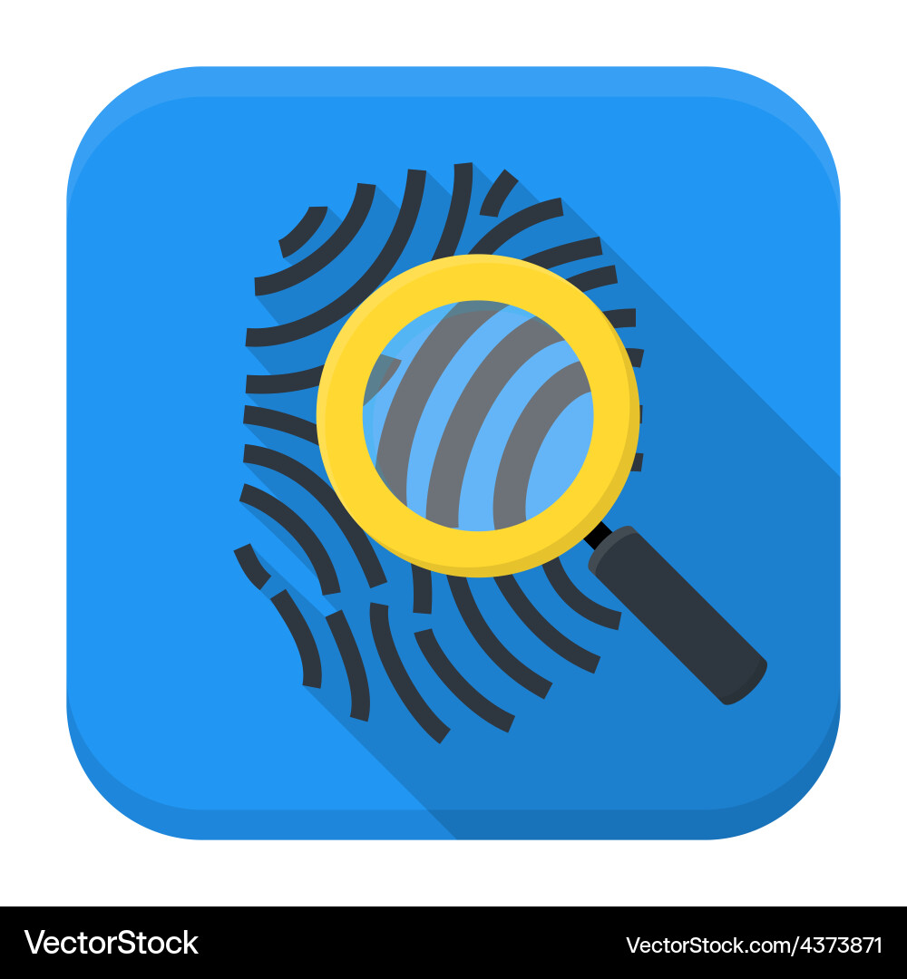 Fingerprint magnifying app icon with long shadow Vector Image