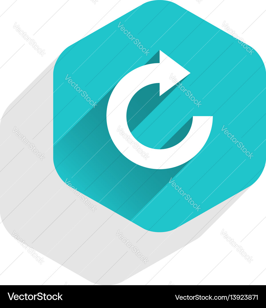 Flat arrow sign reset icon hexagon button Flat arrow sign reset icon hexagon button vector image