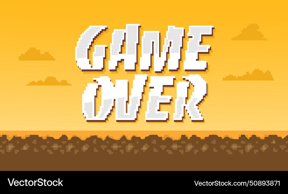 Game over with pixel background vector image