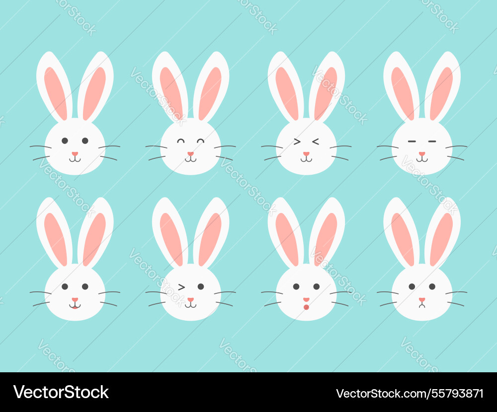 Happy cute white bunny rabbit emotion head Vector Image