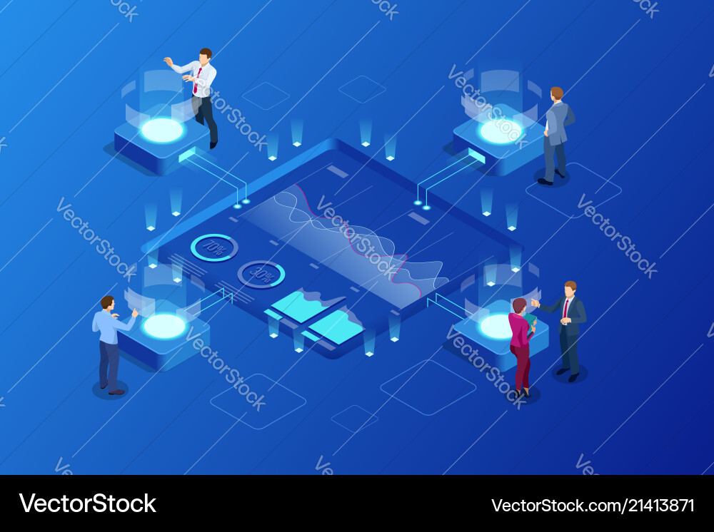 Isometric big data network visualization advanced Isometric big data network visualization advanced vector image