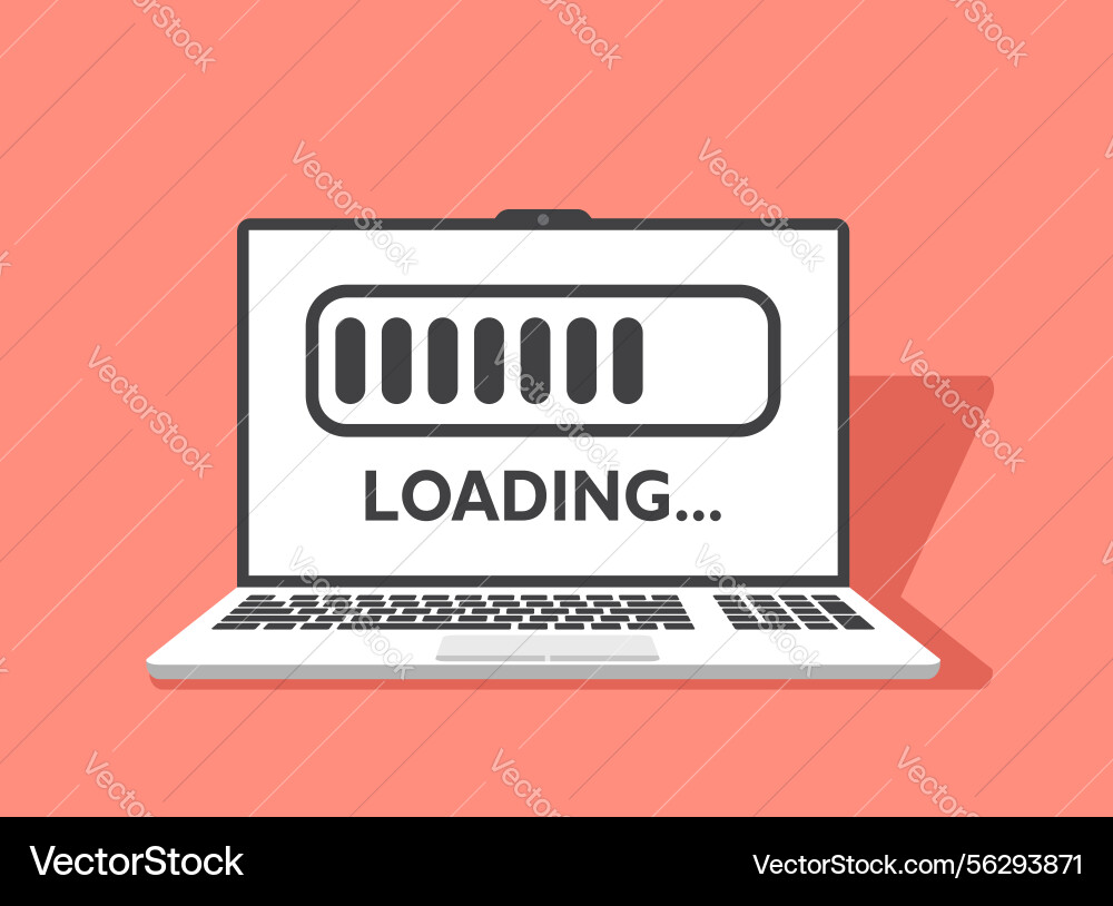 Laptop loading process icon in flat style Laptop loading process icon in flat style vector image
