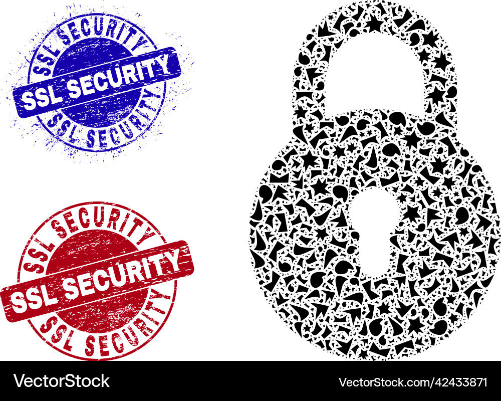 Locker mosaic of fractions with ssl security Locker mosaic of fractions with ssl security vector image