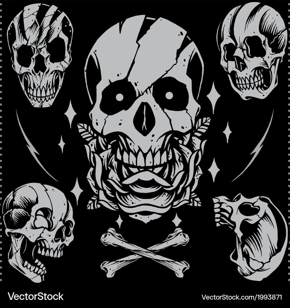 Old School Skull Tattoo Vector Image