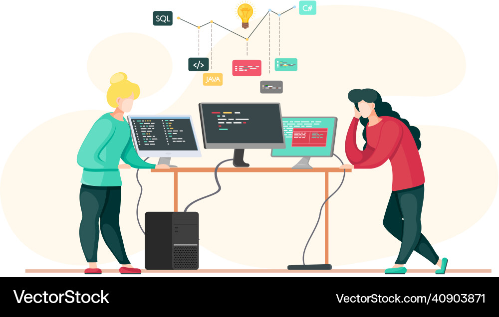 Programmierer Engineering und Codierung Programmierer Engineering und Codierung vektorbild