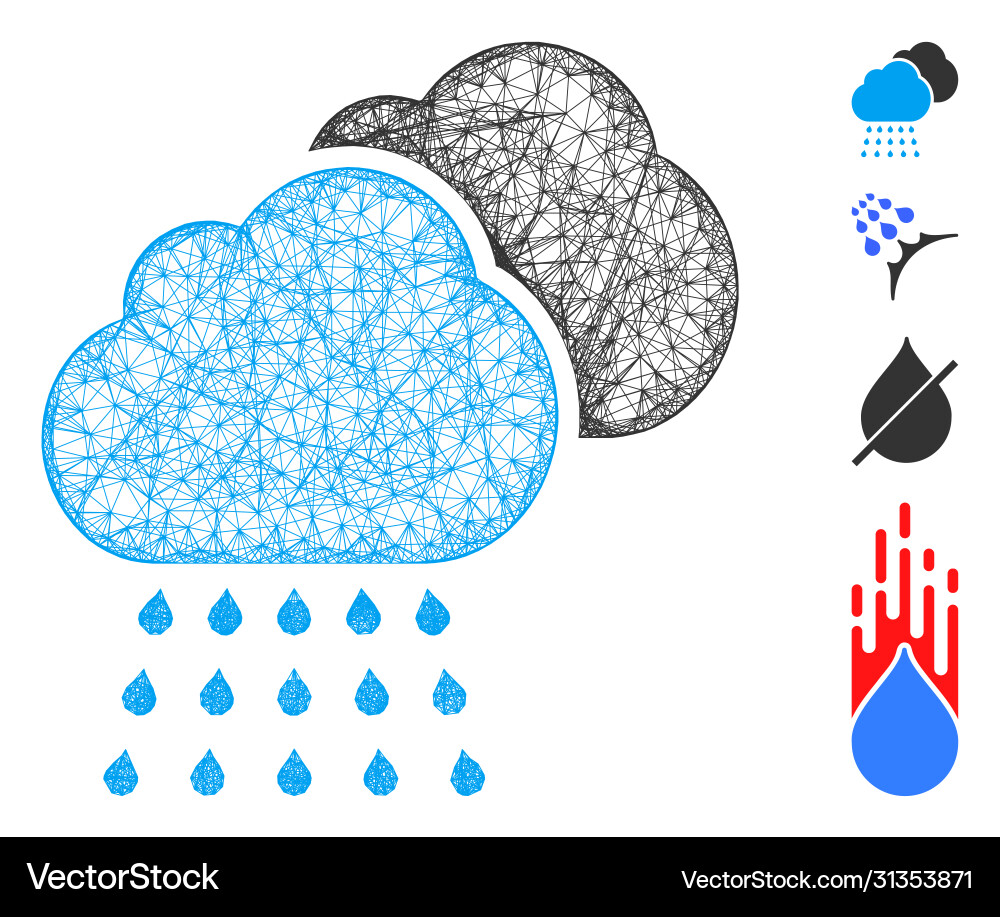 Rain clouds web mesh vector image