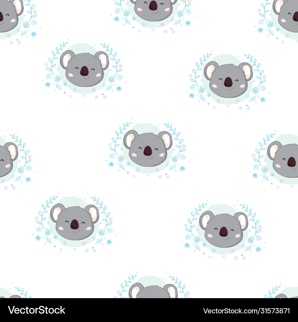 Seamless cute cartoon koala pattern Seamless cute cartoon koala pattern vector image