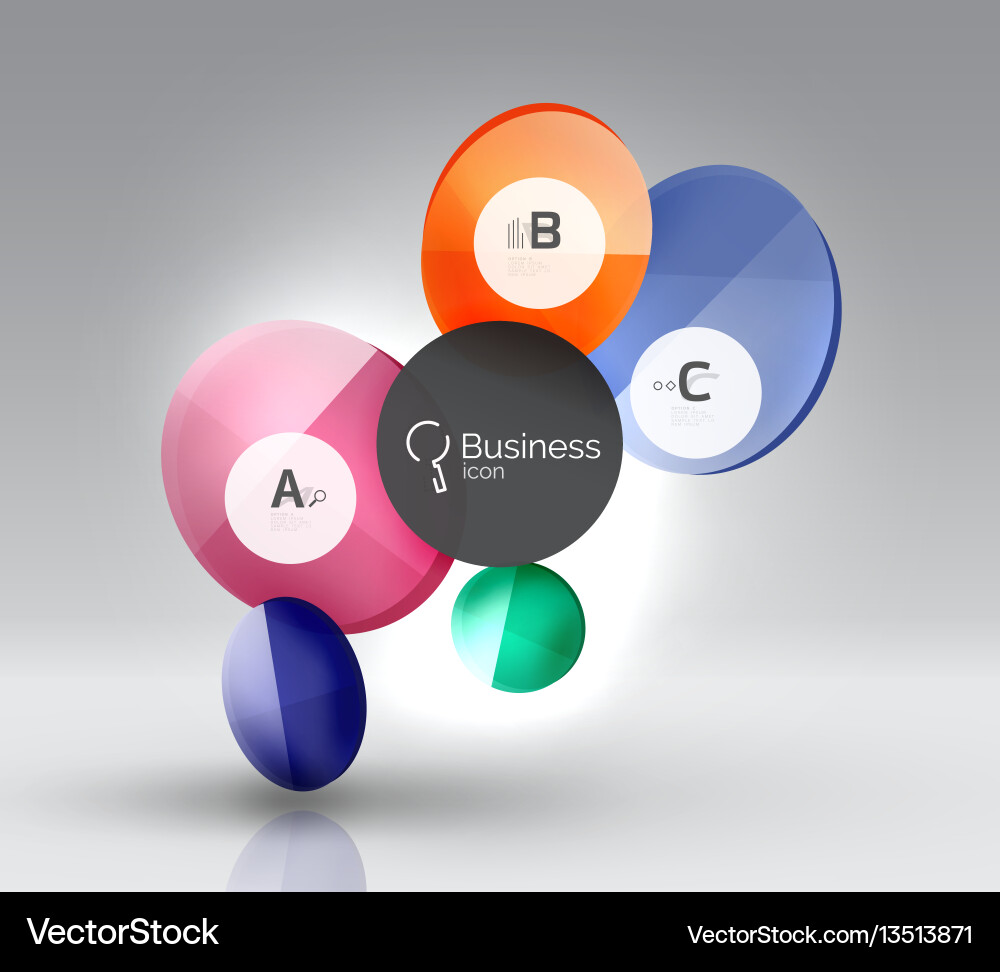 Shiny circles with text in 3d space Shiny circles with text in 3d space Vector Image