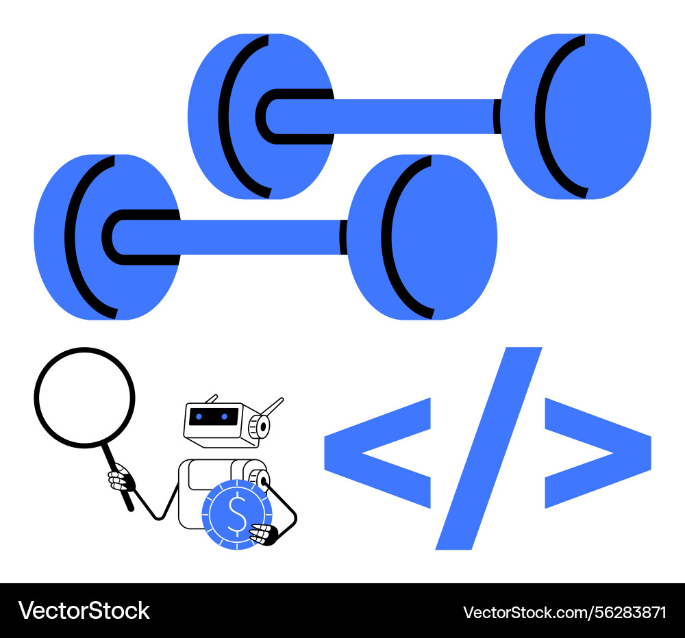 Technology and automation concepts with dumbbells Technology and automation concepts with dumbbells vector image