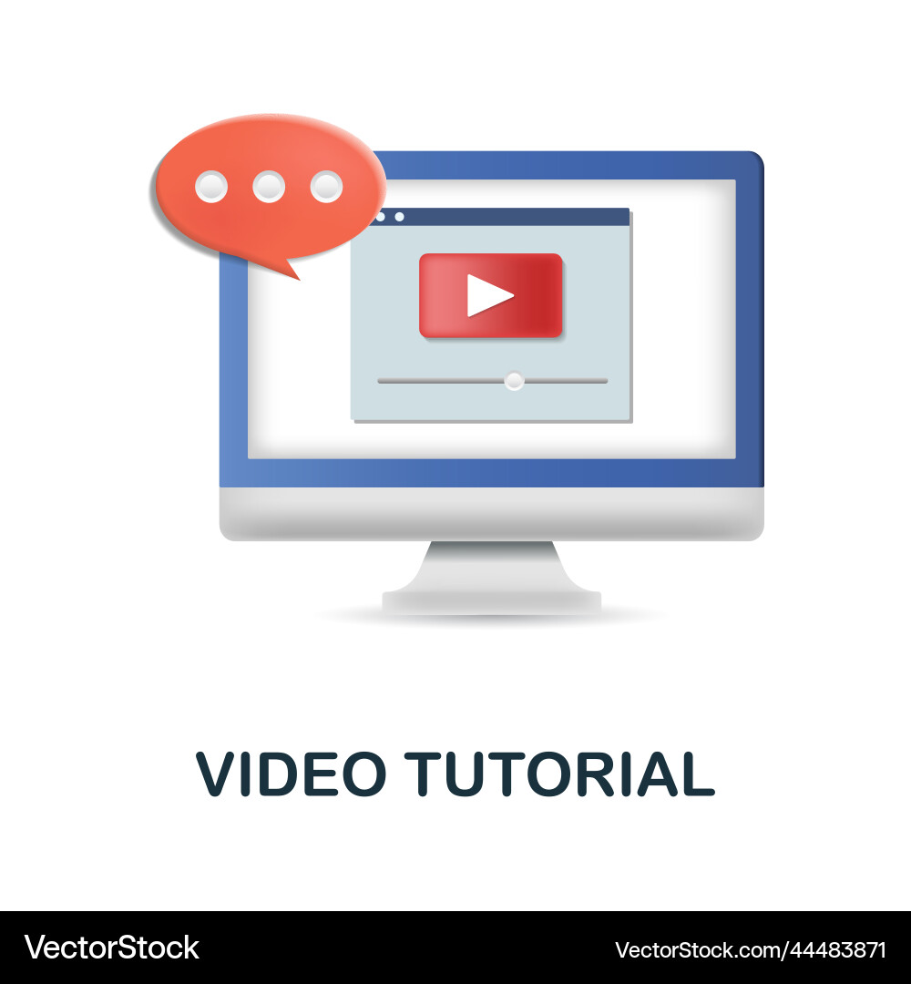Video tutorial icon 3d from e-learning collection Video tutorial icon 3d from e-learning collection vector image