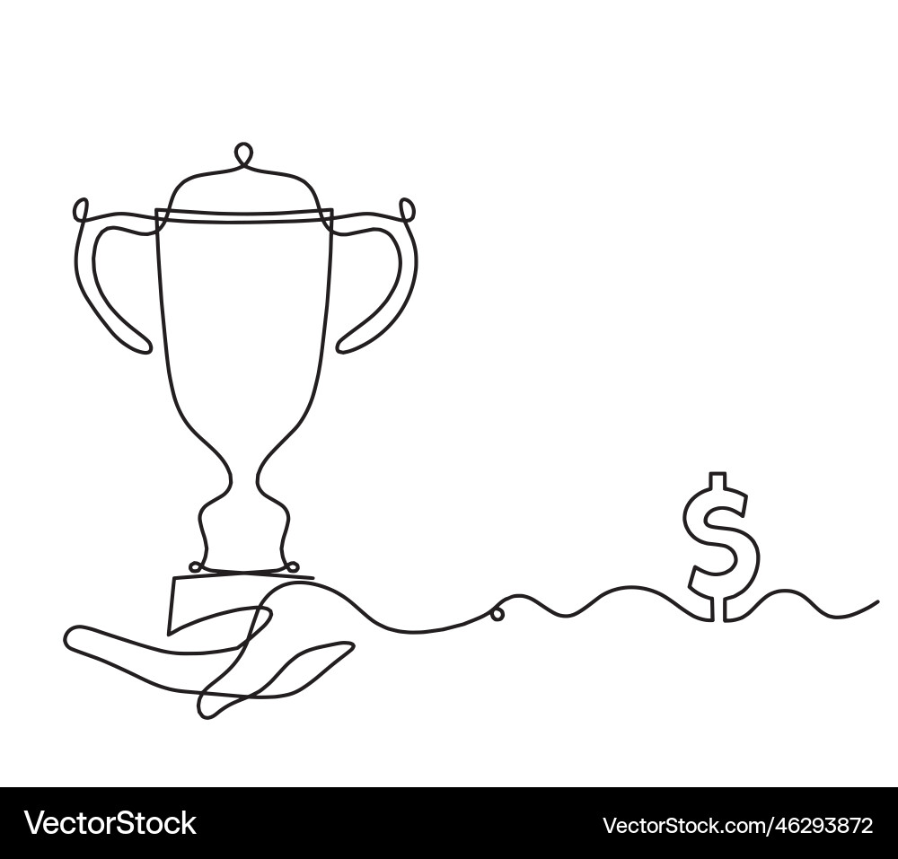 Abstract cup with dollar as continuous lines Abstract cup with dollar as continuous lines vector image